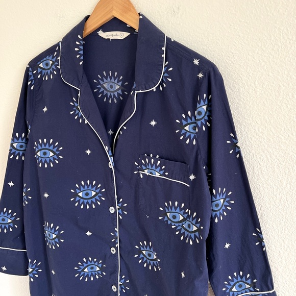 PRINTFRESH evil eye navy blue print sleep shirt / size M - Picture 4 of 6